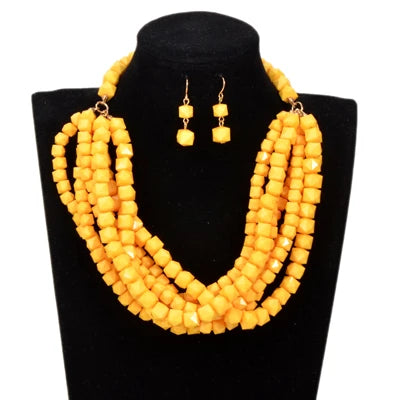 Multi-layer Beads Necklace Earring Sets