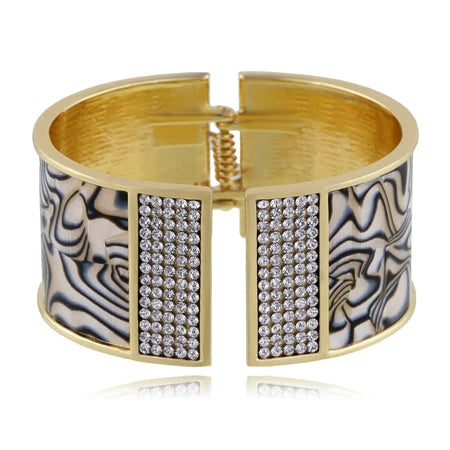 Bangle Golden Rhinestones Cuff Bracelet