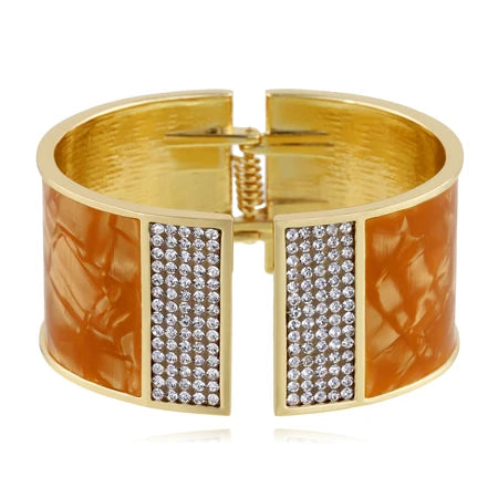 Bangle Golden Rhinestones Cuff Bracelet