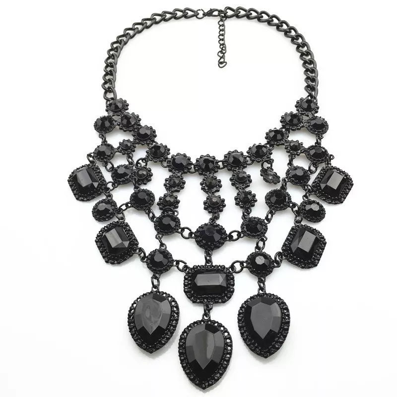 Black Stone Statement Choker Necklace