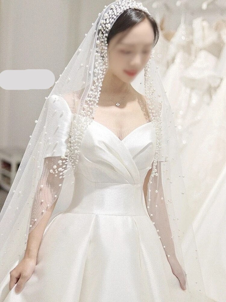 Pearl-Beaded Wedding Veil