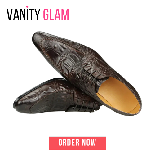 Hand Stitched Derby Crocodile Skin Men's Shoes