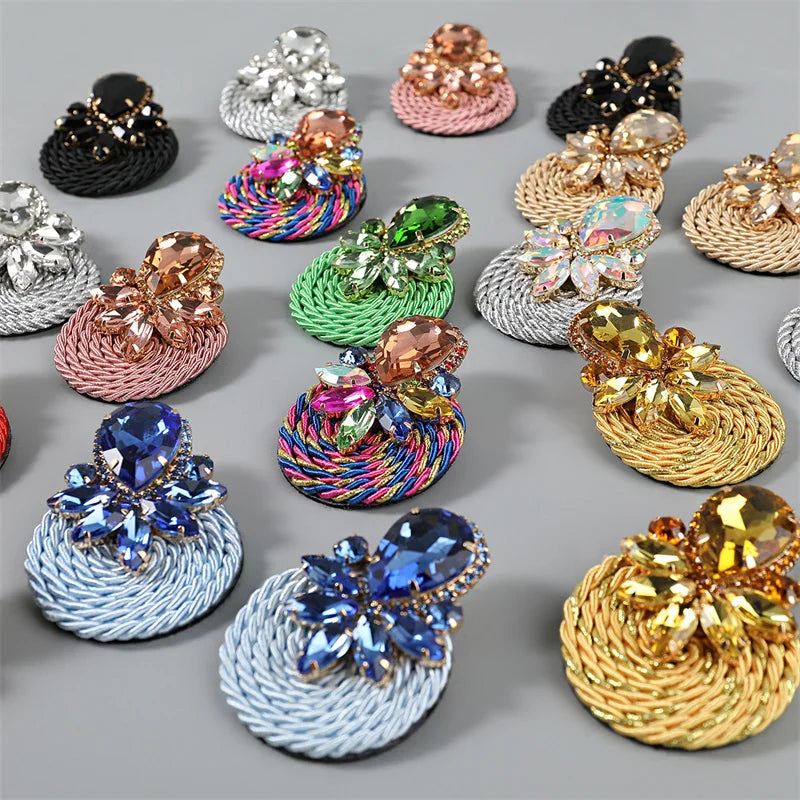 Handmade Colorful Crystal Round Earrings