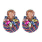 Handmade Colorful Crystal Round Earrings