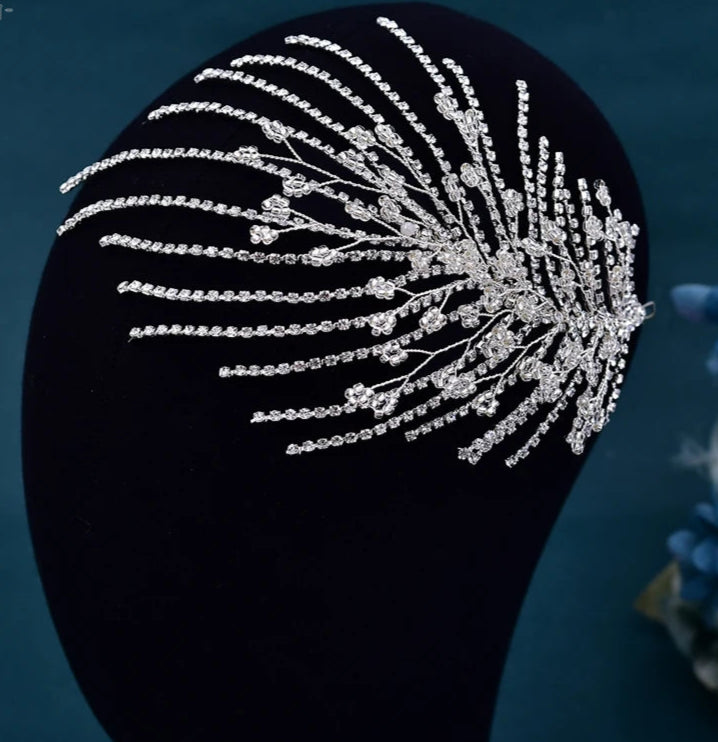 Handmade Crystal Leaf Bridal Headband – Elegant Wedding Hairpiece