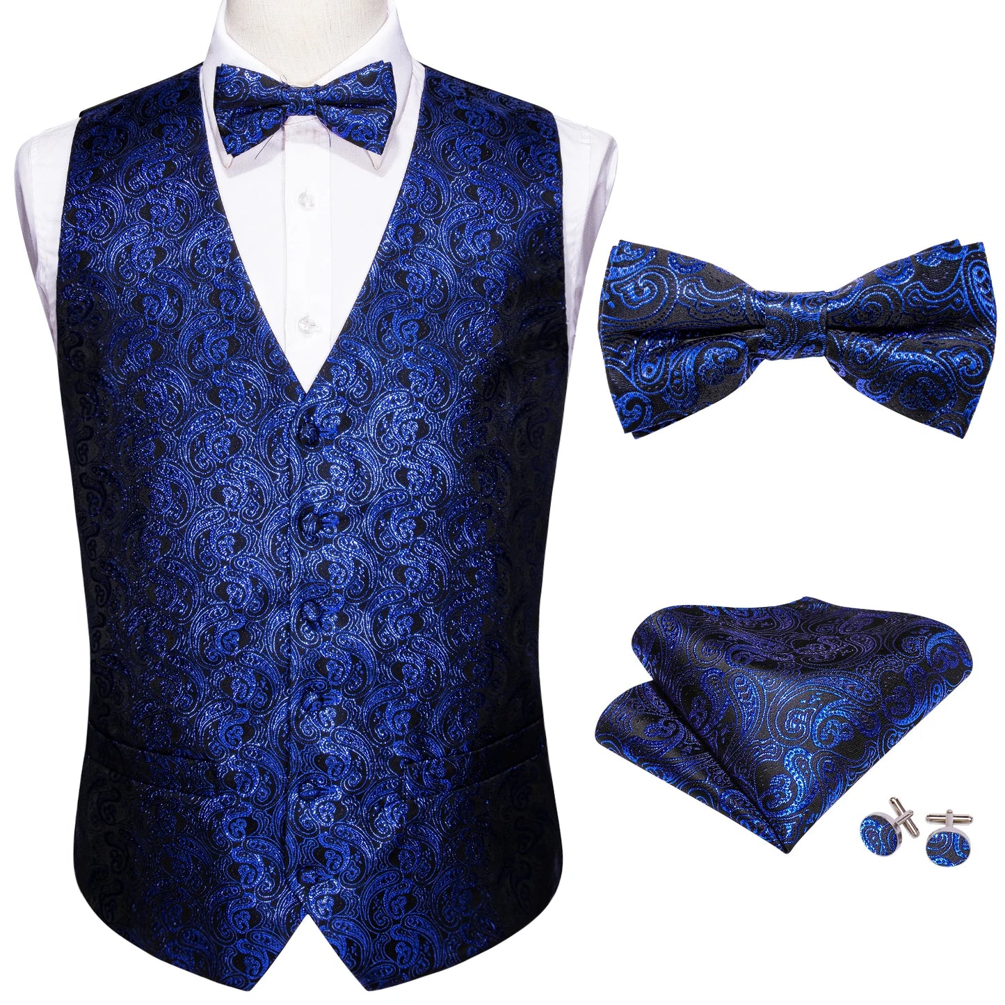 Hanky Cufflinks Silk Men Vest Bowtie