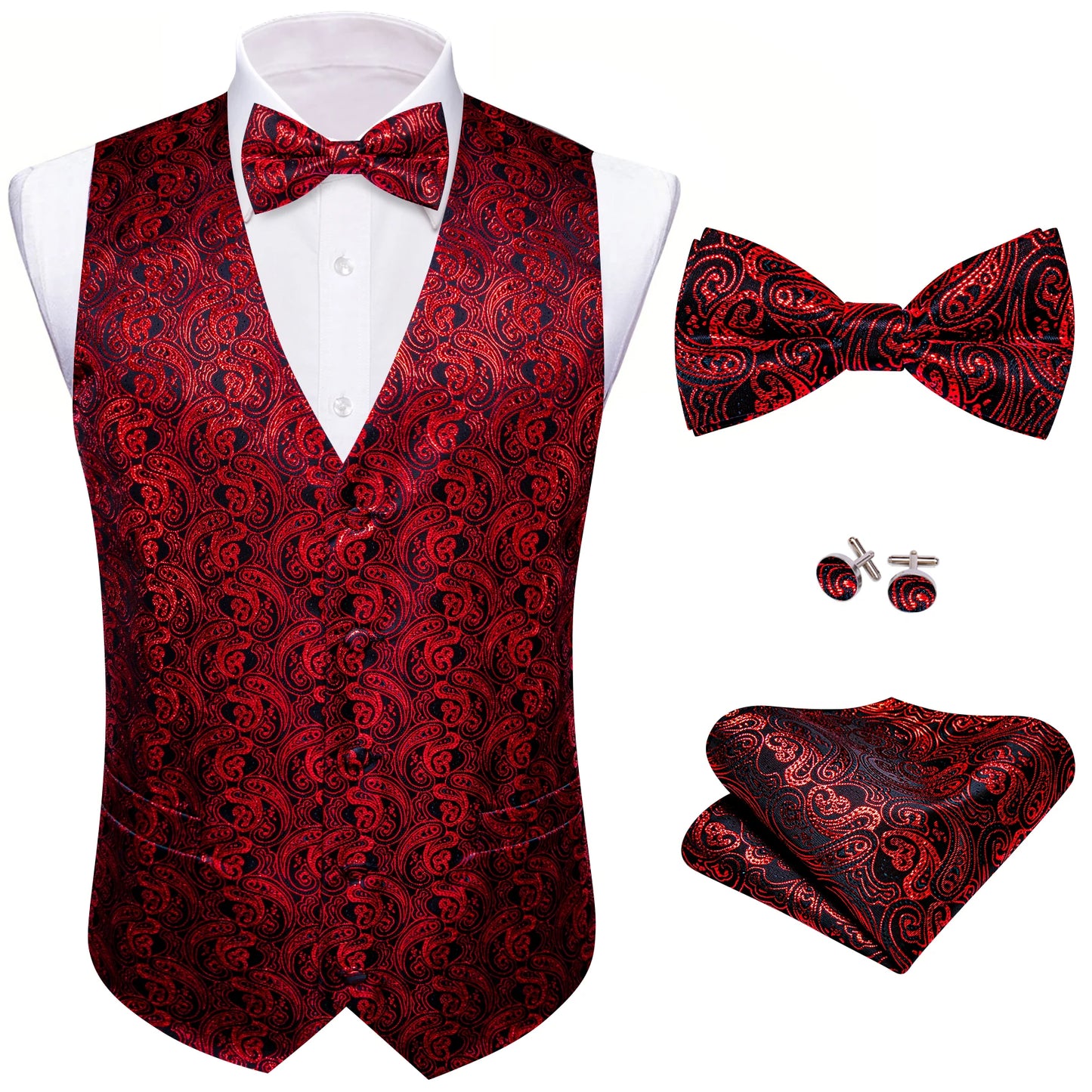 Hanky Cufflinks Silk Men Vest Bowtie