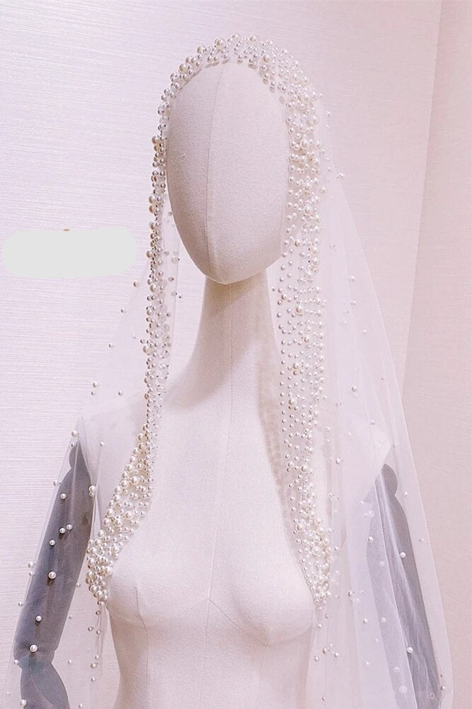 Pearl-Beaded Wedding Veil