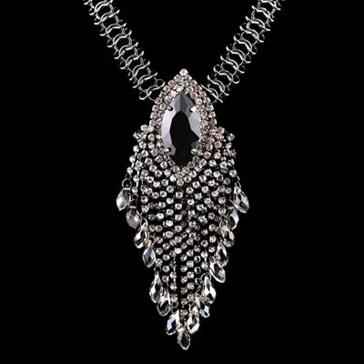 Full Rhinestones Long Chain Pendant Necklace