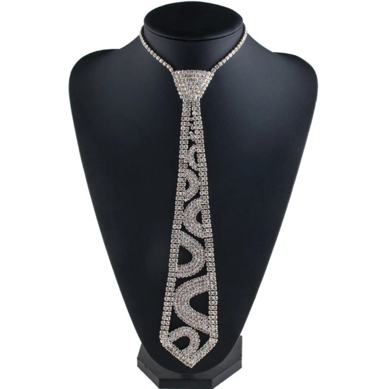 Glitter Faux Crystal Rhinestone Necktie