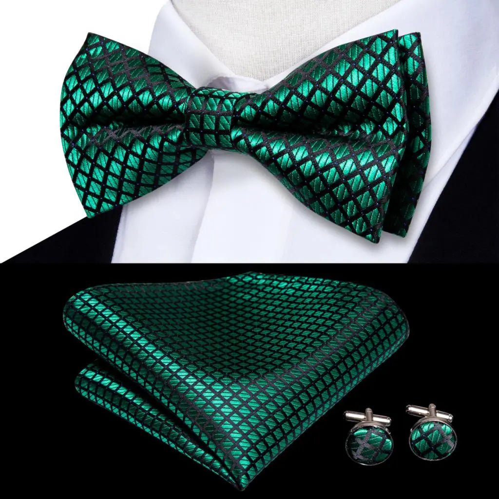 Men's Bowtie Jacquard Bow Tie Set