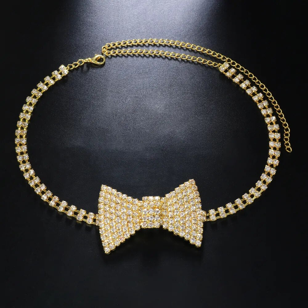 Classic Crystal Bow Choker Necklace