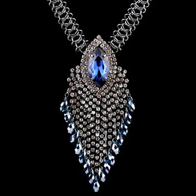 Full Rhinestones Long Chain Pendant Necklace