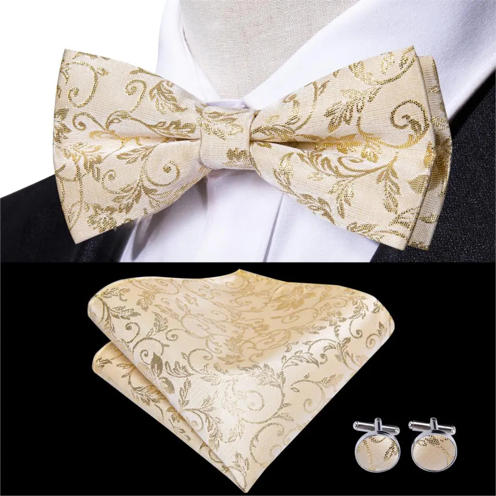 Men's Bowtie Jacquard Bow Tie Set