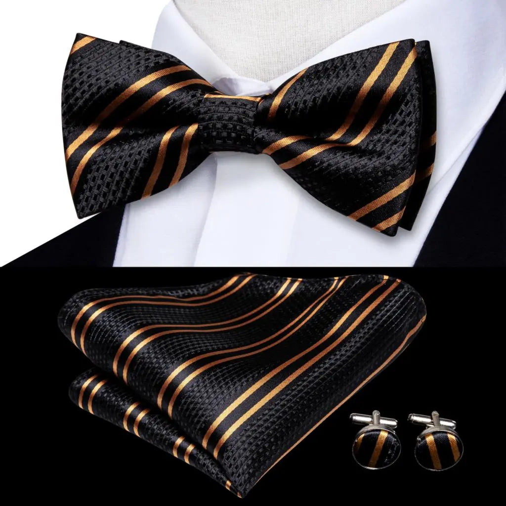 Men's Bowtie Jacquard Bow Tie Set