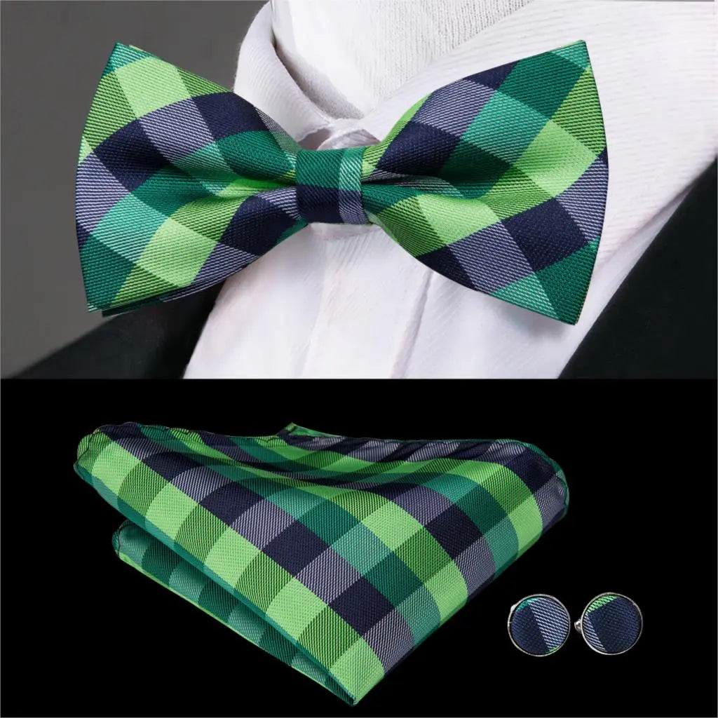 Men's Bowtie Jacquard Bow Tie Set