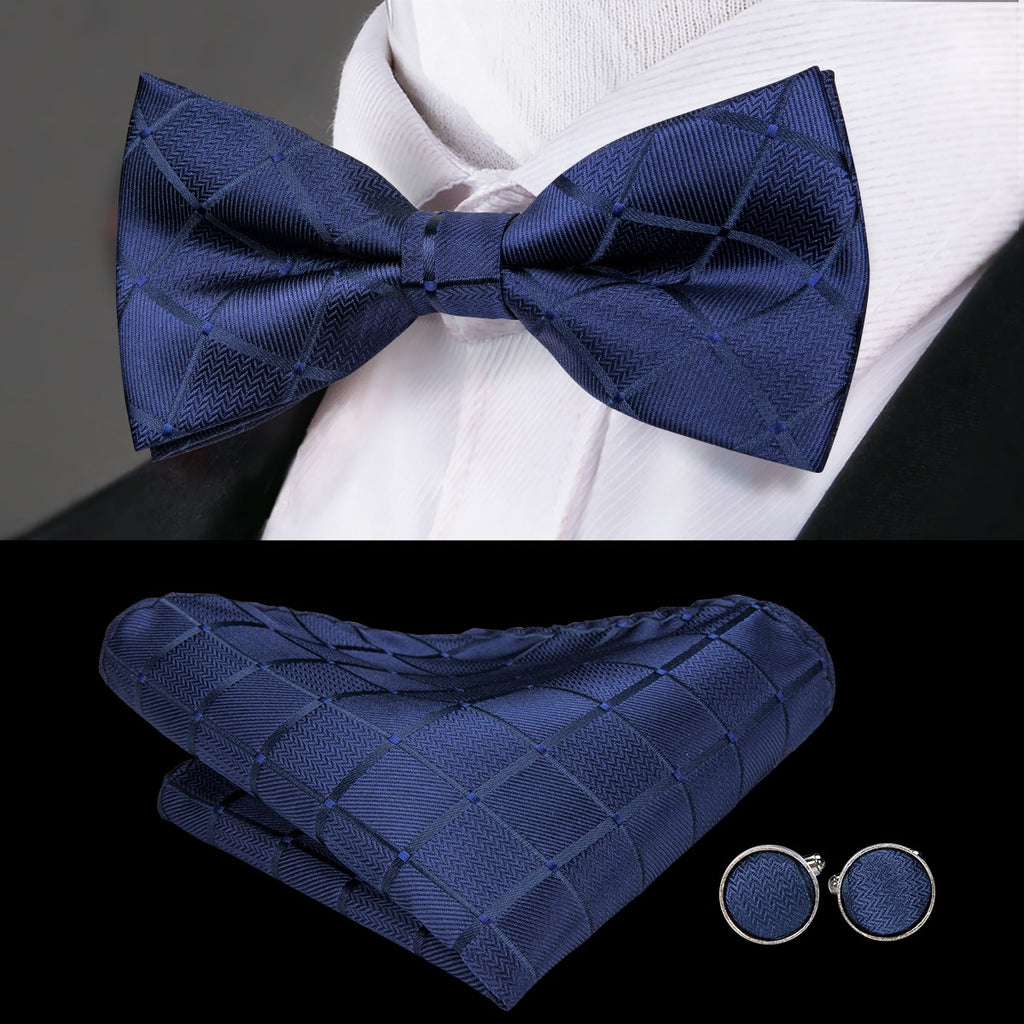 Men's Bowtie Jacquard Bow Tie Set