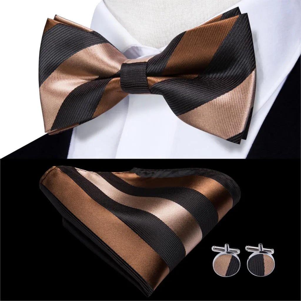 Men's Bowtie Jacquard Bow Tie Set