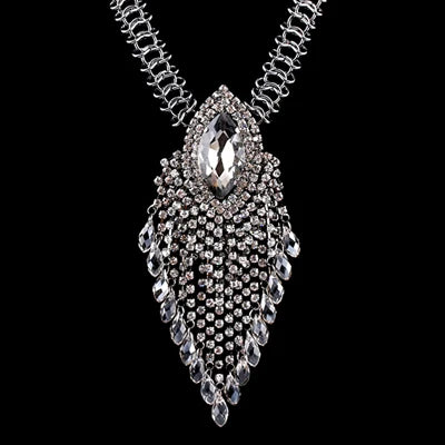 Full Rhinestones Long Chain Pendant Necklace