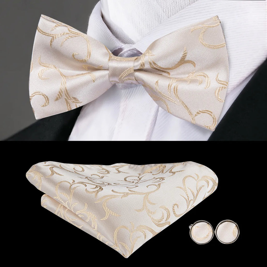 Men's Bowtie Jacquard Bow Tie Set
