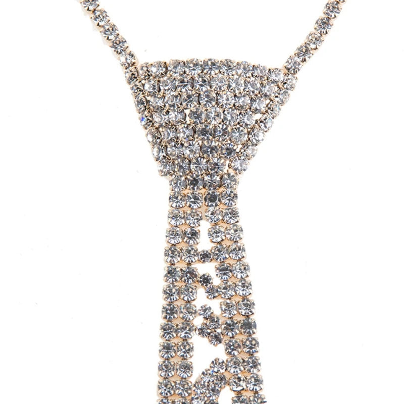 Glitter Faux Crystal Rhinestone Necktie