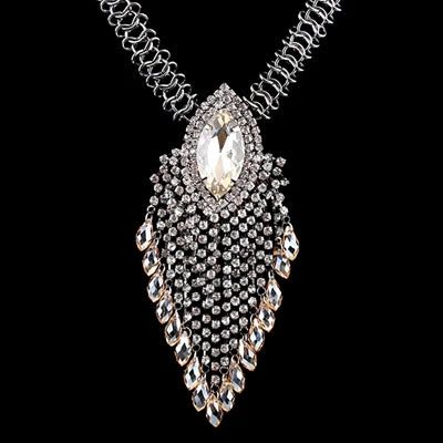 Full Rhinestones Long Chain Pendant Necklace