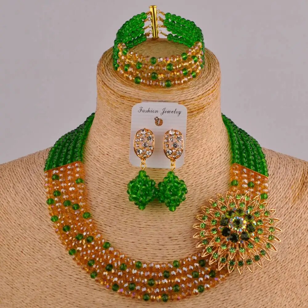 African Necklace Crystal Beads Jewelry Set