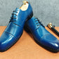 Lace Up Blue Black Derby Men's Leather Shoes