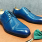 Lace Up Blue Black Derby Men's Leather Shoes