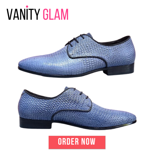 Light Blue Genuine Leather Casual Men's Shoes