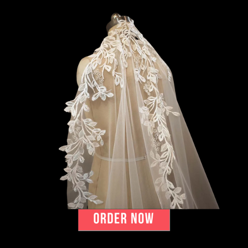 Long Bridal Veil with Hidden Comb Lace