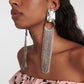 Model using Long Tassel Rhinestone Earrings