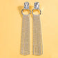 Silver Long Tassel Rhinestone Earrings