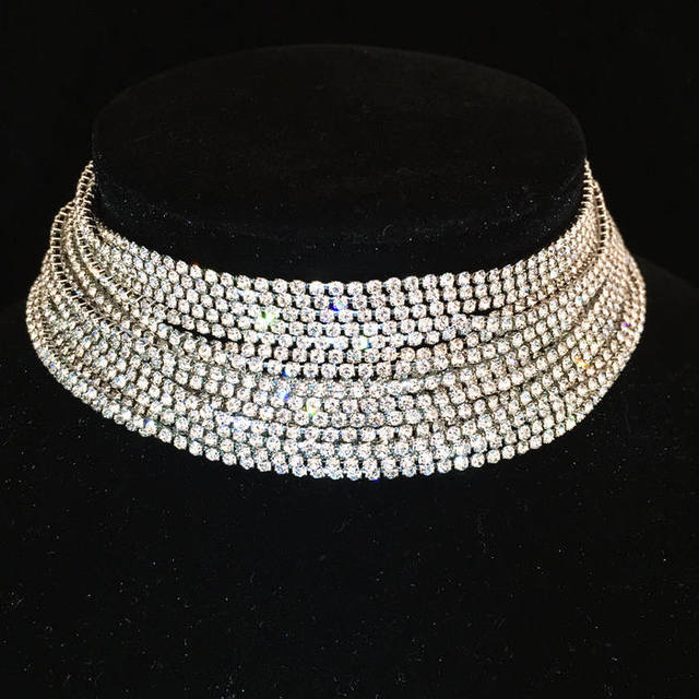 Rhinestone Choker Statement Necklace