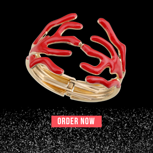 Red Luxury Coral Design Statement Bangle Jewelry