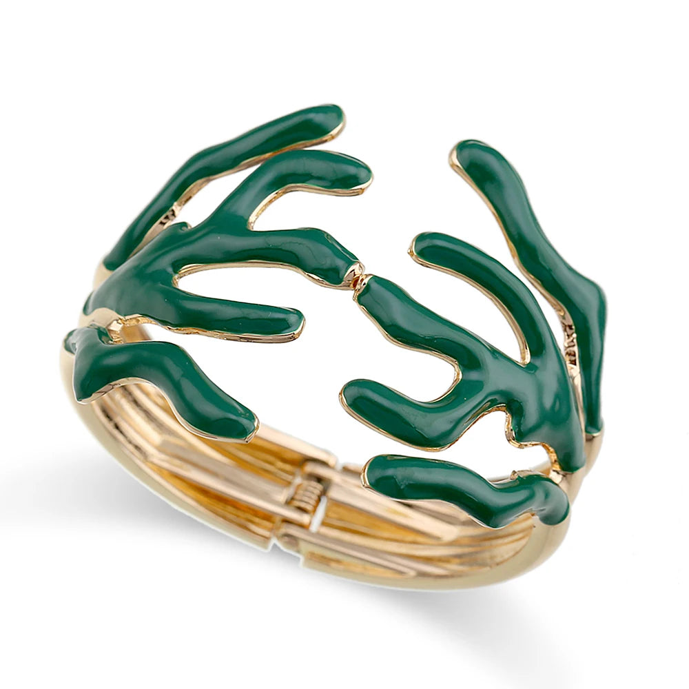 Green Luxury Coral Design Statement Bangle Jewelry