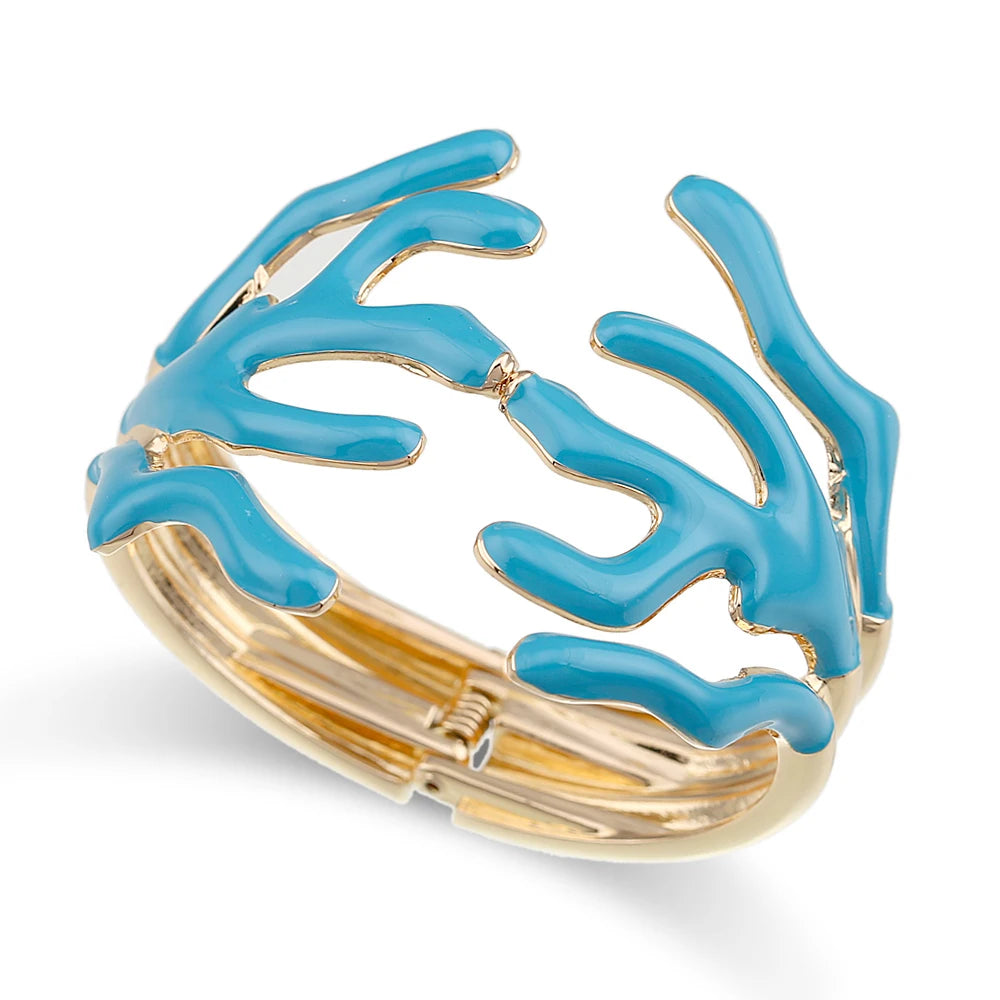 Blue Luxury Coral Design Statement Bangle Jewelry