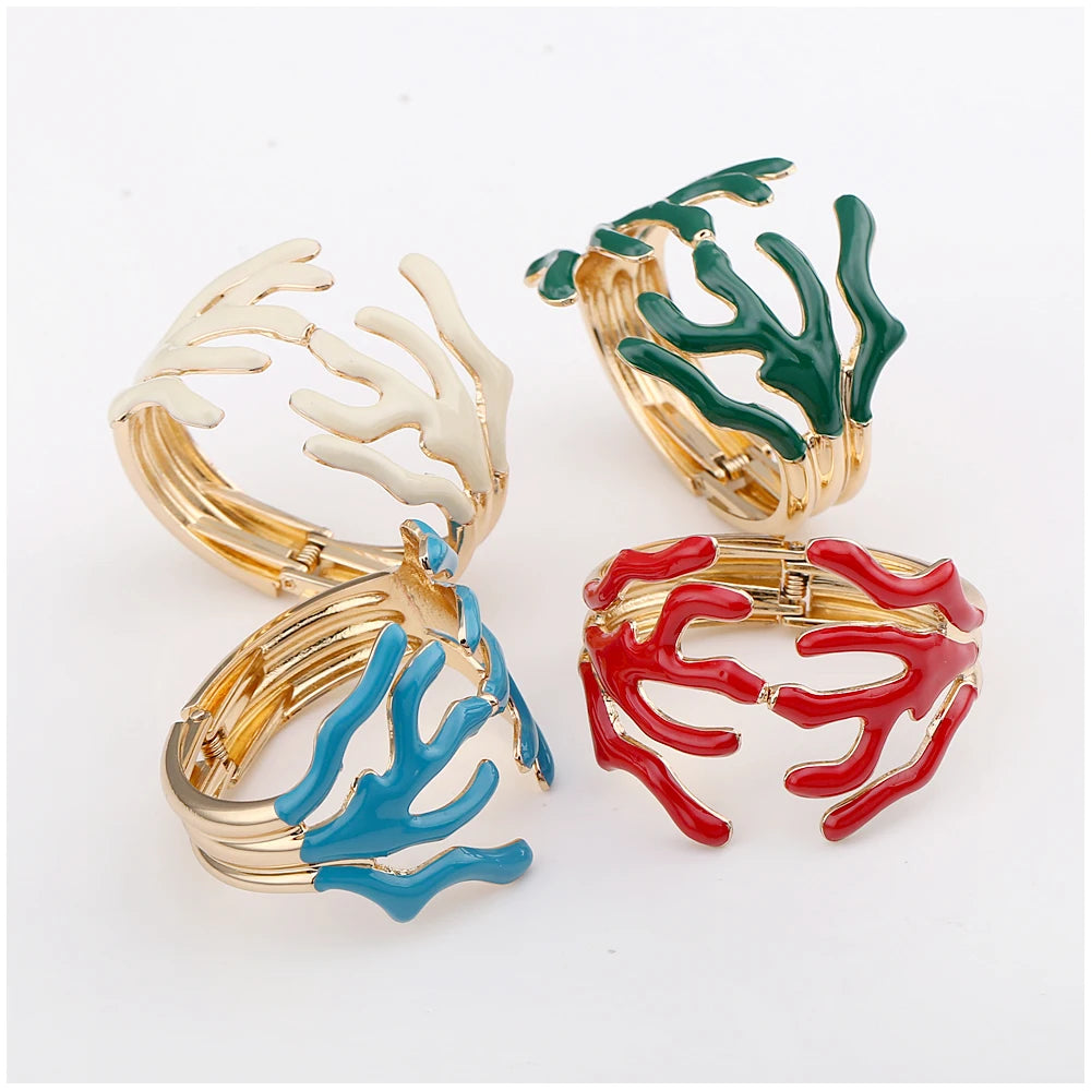 Collection of Luxury Coral Design Statement Bangle Jewelry