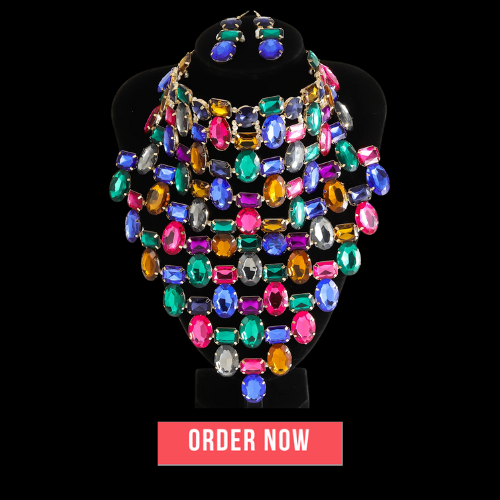 Luxury Rhinestone Multi-Layer Necklace & Earrings Set