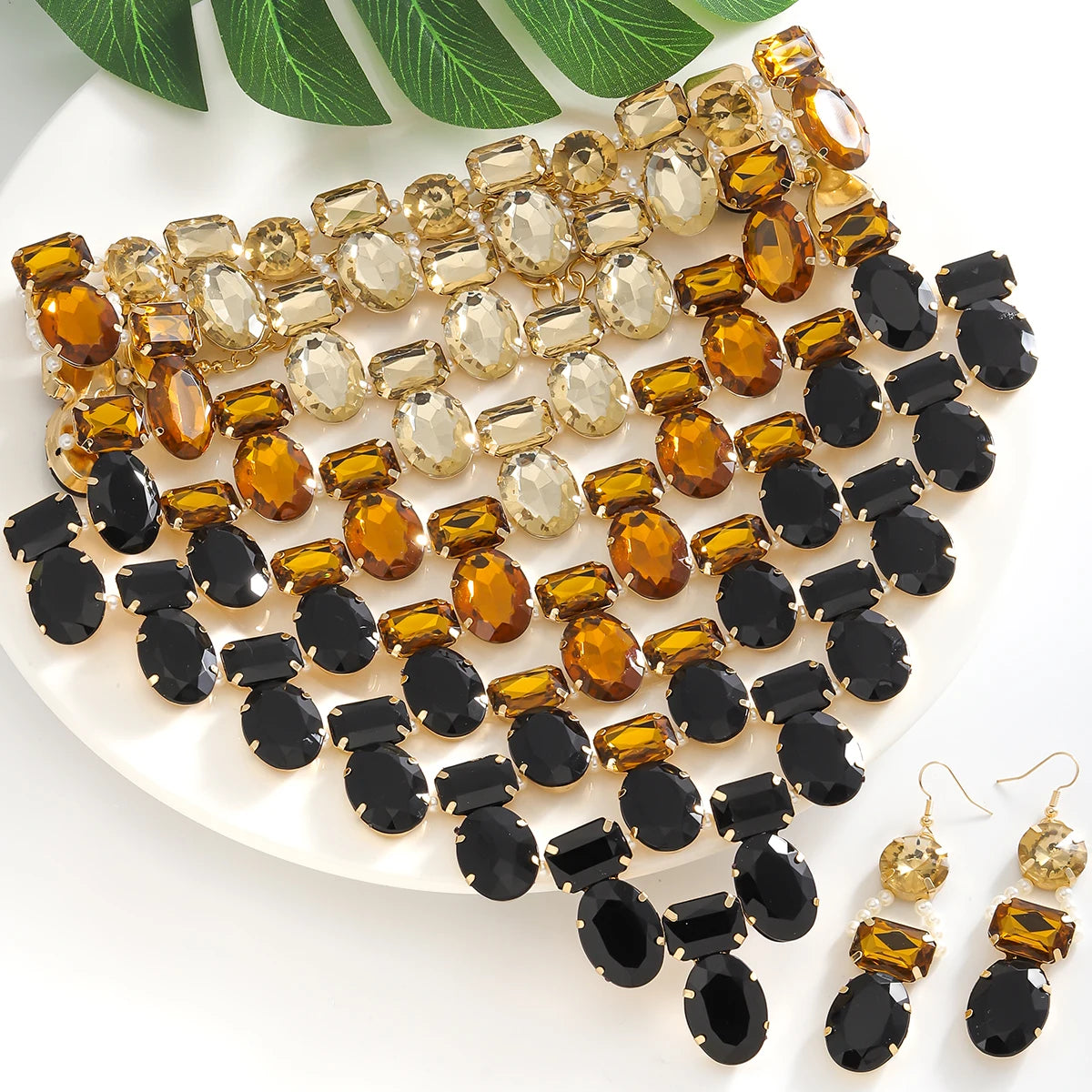 Luxury Rhinestone Multi-Layer Necklace & Earrings Set