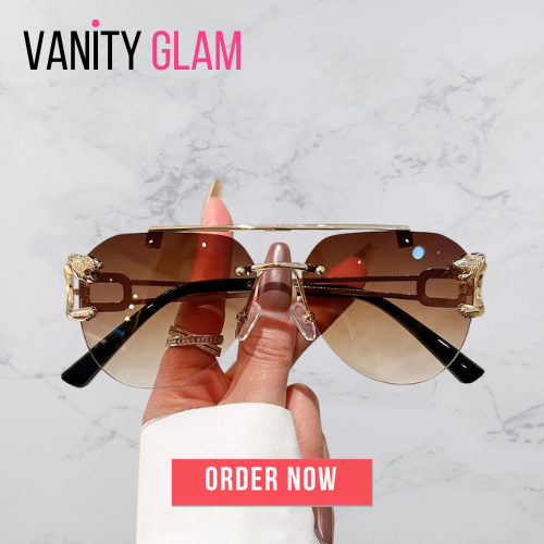 Luxury Rimless Vintage Sunglasses – Oversized Elegance with a Modern Touch Vanity Glam