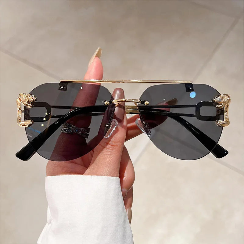 Luxury Rimless Vintage Sunglasses – Oversized Elegance with a Modern Touch a
