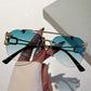 Luxury Rimless Vintage Sunglasses – Oversized Elegance with a Modern Touch h