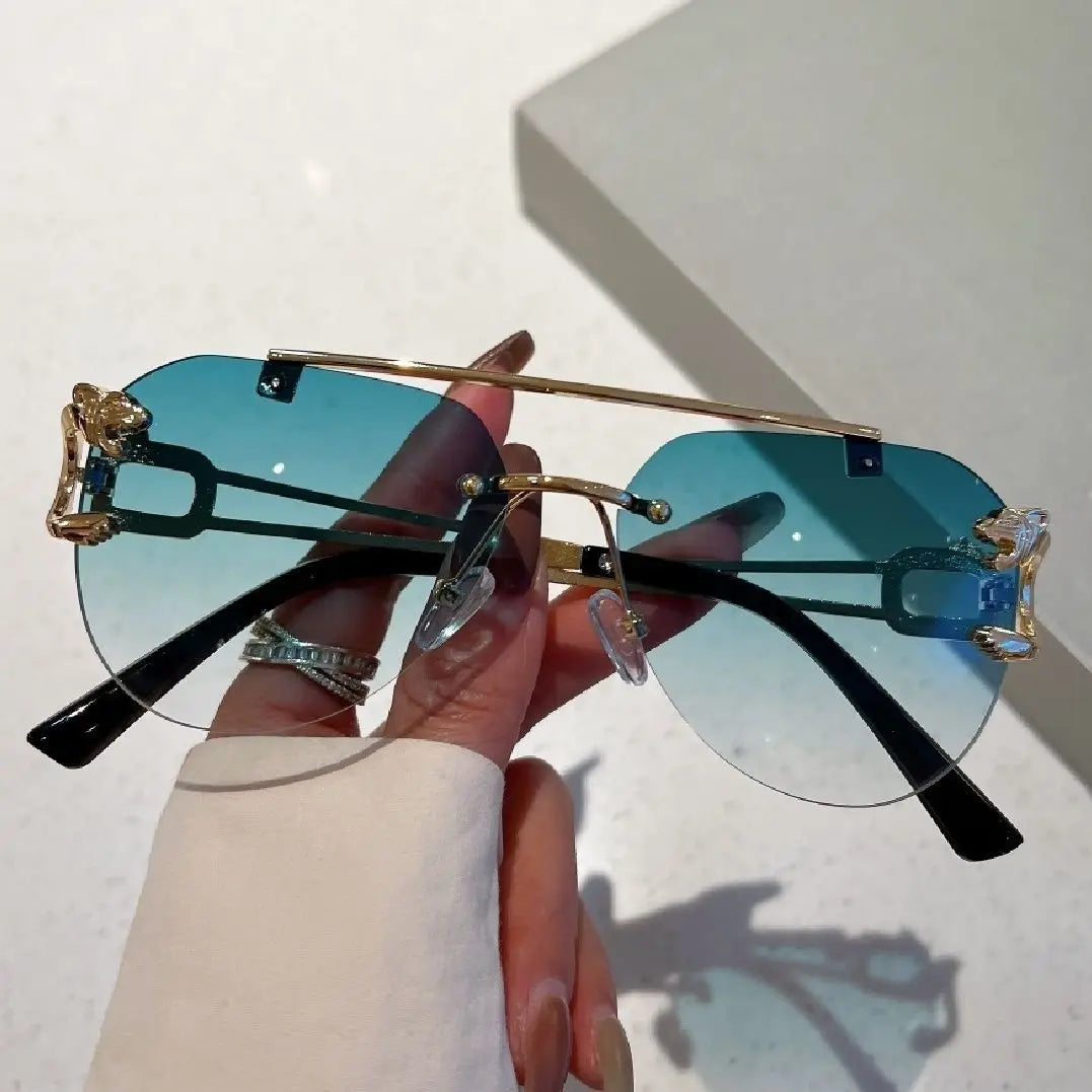 Luxury Rimless Vintage Sunglasses – Oversized Elegance with a Modern Touch h