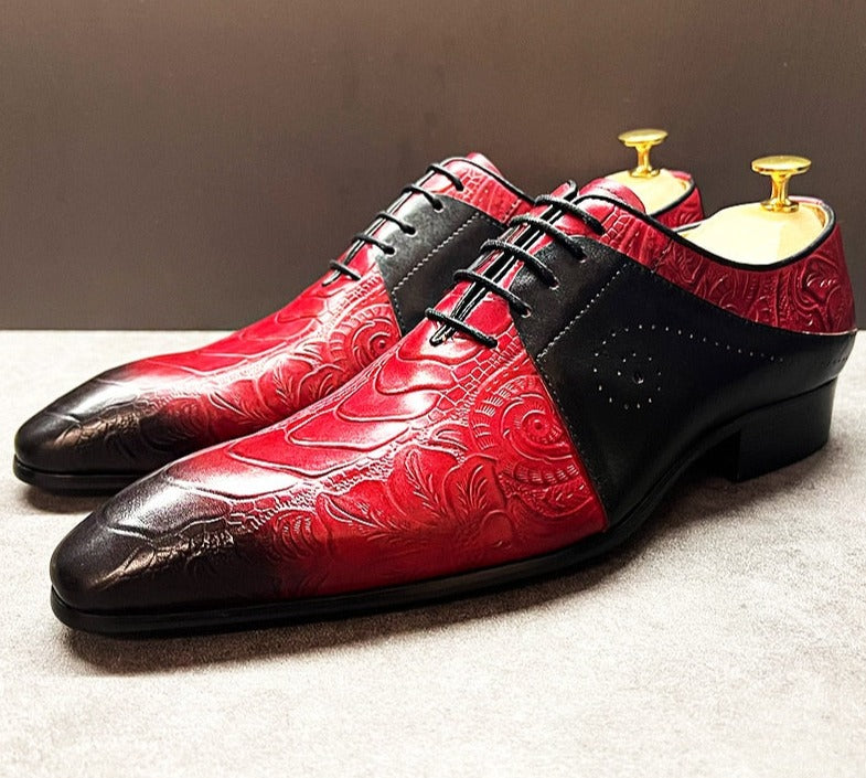 Men Red Black Oxford Shoes