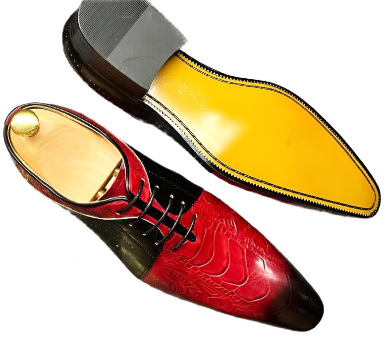 Men Red Black Oxford Shoes