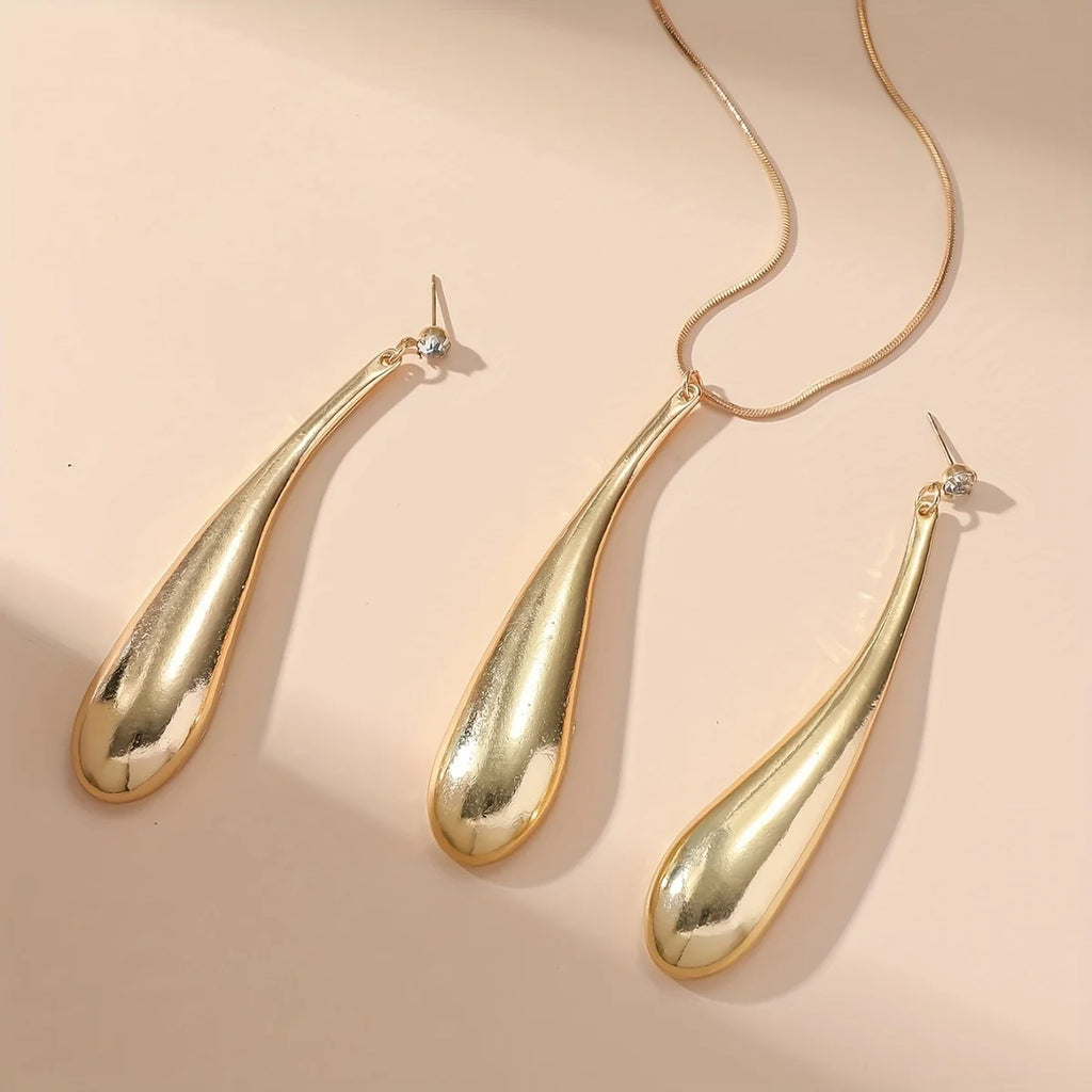 Minimalist Punk Feng Shui Jewelry Set – Necklace & Earrings for Women