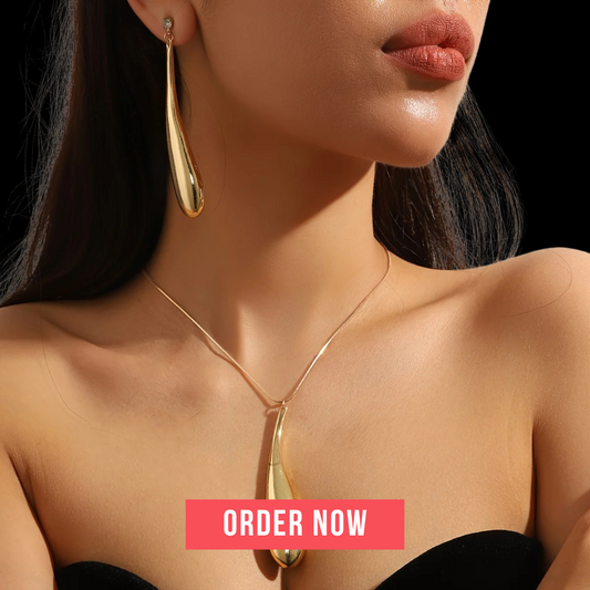 Minimalist Punk Feng Shui Jewelry Set – Necklace & Earrings for Women 