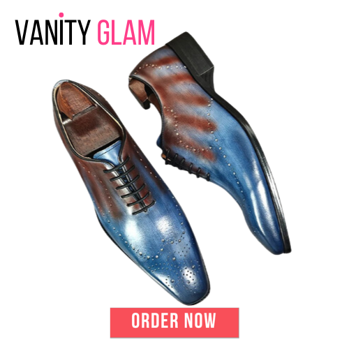 Mixed Color Brogue Leather Shoes For Men