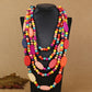 Multi Layer Beads Wood Necklace – Handmade Vintage Statement Jewelry d